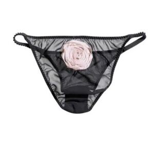 Sonia Rykel for H&M black chiffon briefs with rosette detailing NWOT!